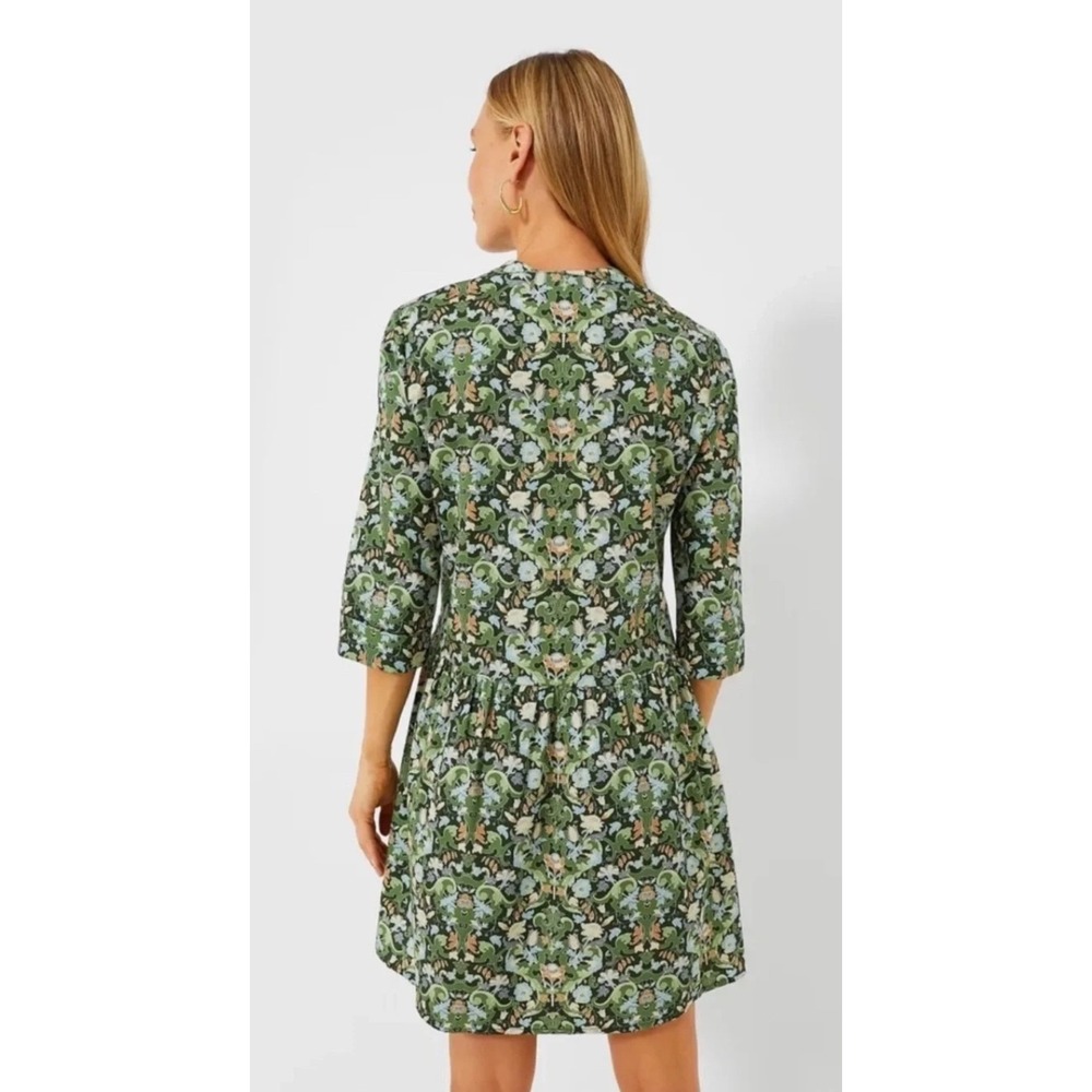 Tuckernuck Sage Green Deco Damask Royal Shirt Dress Womens XL Like New!